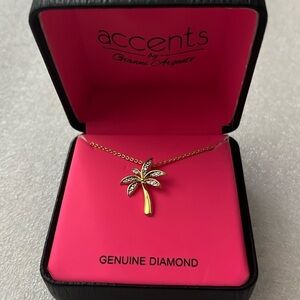 🆕 Accents by Gianni Argento Palm Tree Pendant Necklace Gold-Tone 18”